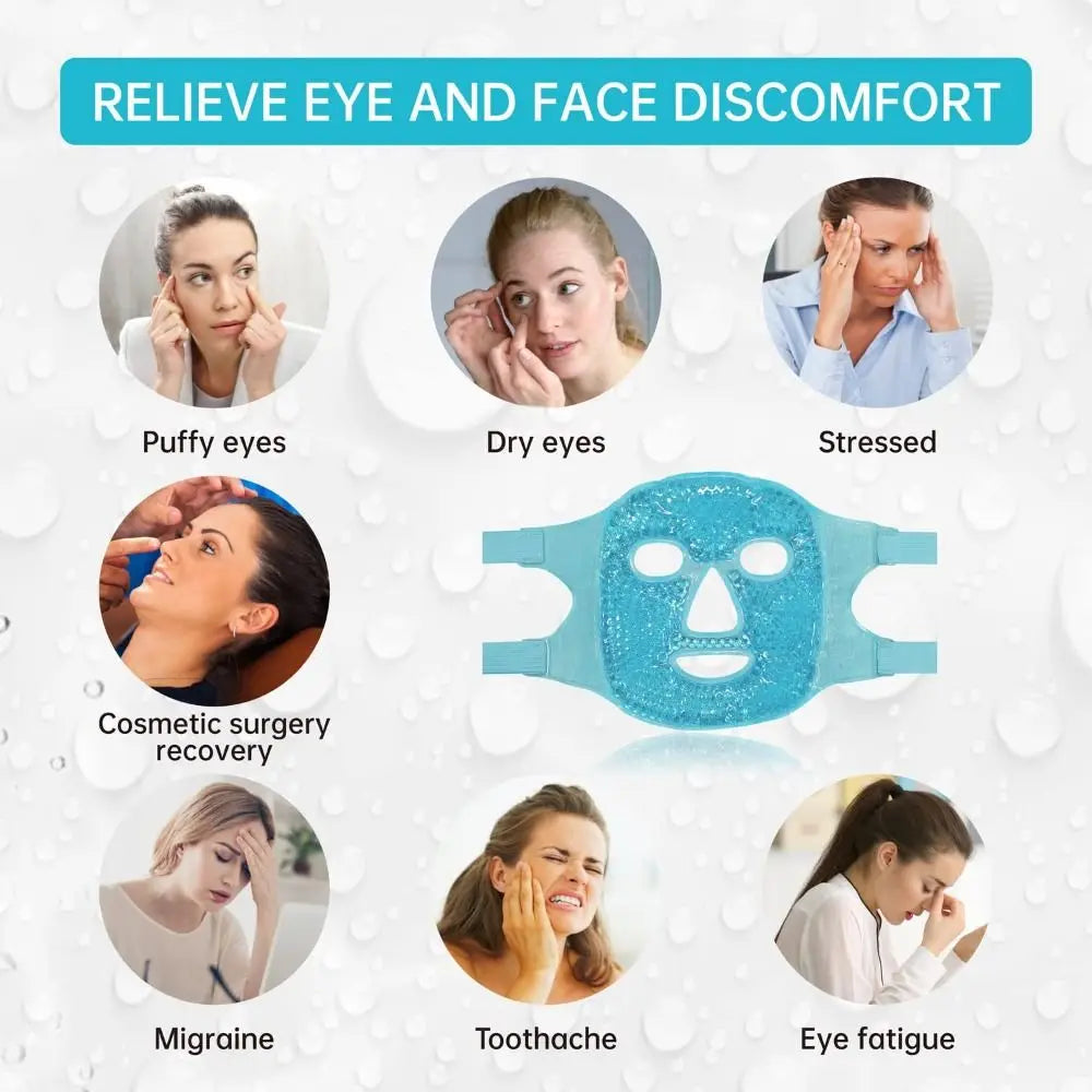 Relieve Fatigue Ice Gel Eye Face Mask Gel Beads Compress Reusable Sleep Mask Cold and Hot Heat Reduce Face Puff Skin Care Tool