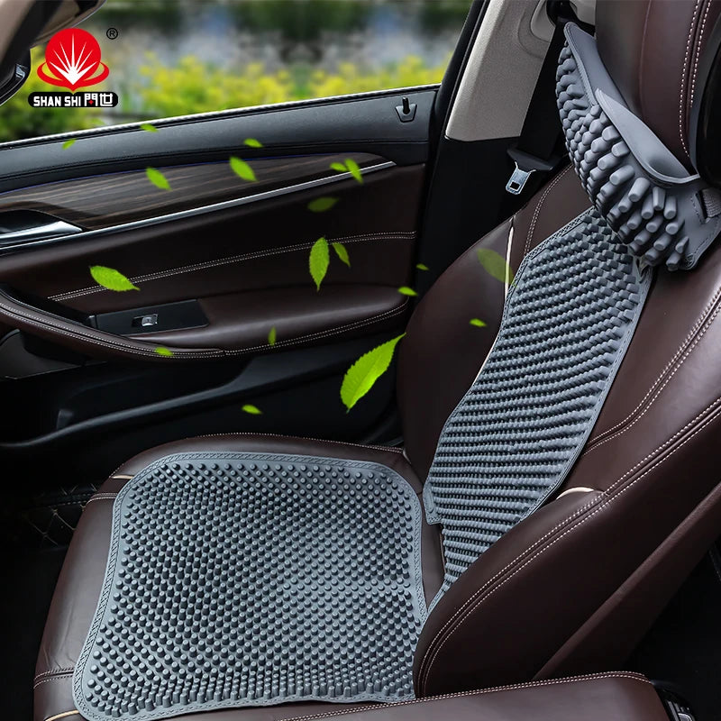 2 set hot sell high quality ventilated cooling massage universal silicone car seat cushion lumber backrest neck pillow headrests