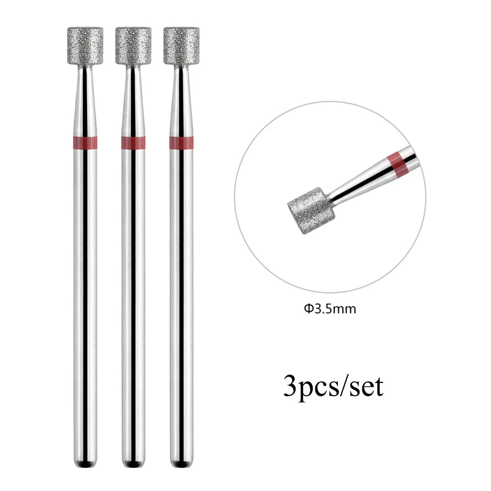 TP 3pcs/set Flame Diamond Nail Drill Bits 3/32'' Russian Electric File Bits Milling Cutter for Manicure Cuticle Remove Nail Tool