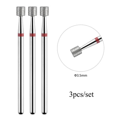 TP 3pcs/set Flame Diamond Nail Drill Bits 3/32'' Russian Electric File Bits Milling Cutter for Manicure Cuticle Remove Nail Tool