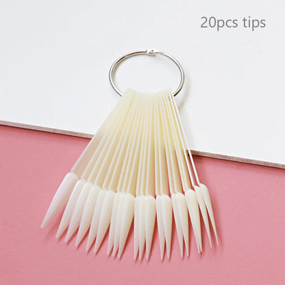 Nail Display Sticks Nail Swatch False Nail Tips Nail Gel Polish Practice Clear Natural Colors Display Board for Nail Art Tools