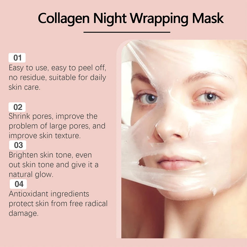 75ml Collagen Peel Off Face Mask With 50g Collagen Jelly Cream Hydrating Moisturizing Night Wrapping Mask Cream Korean Skin Care