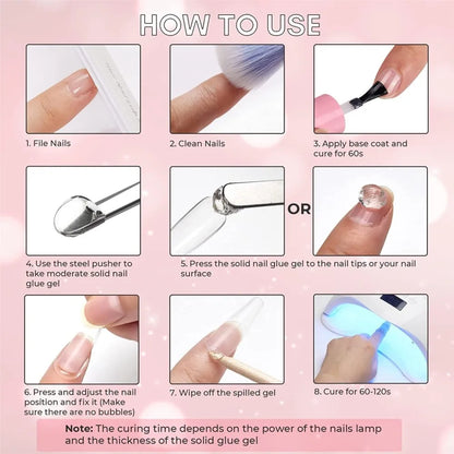 5ml Soft Nail Tips Gel For Press On False Nails Solid Sticker Adhesive Nail Gel UV Bond Rhinestone Fake Tips Extension Nail Glue