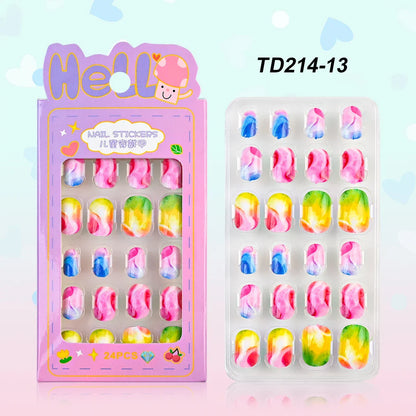 12pcs Kids 3D Stereo Sanrio Fake Nails Patch Sweet Girls Cute Cartoon Hello Kitty press on nails Kuromi Child Wearable FalseNail