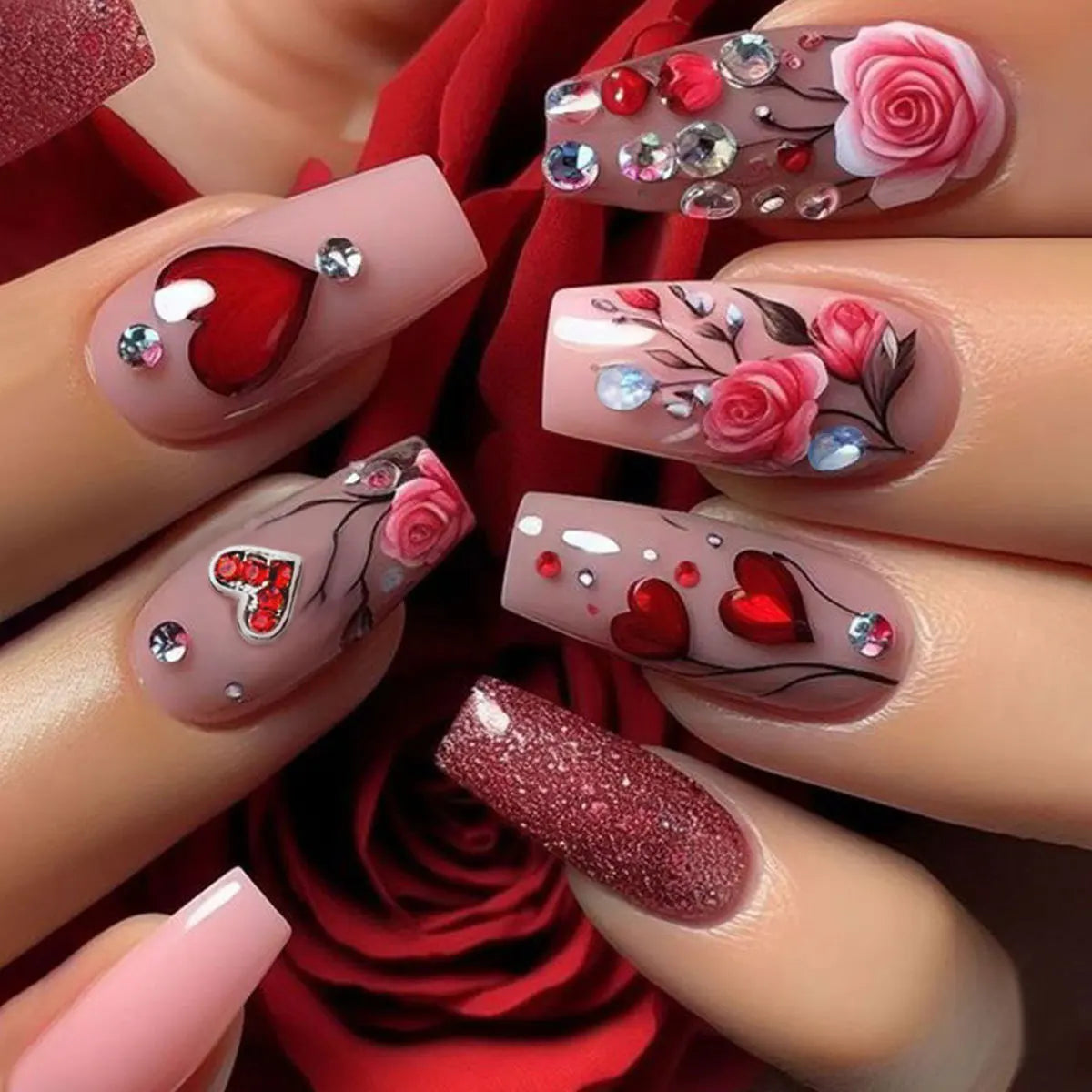 24Pcs Ladder-shaped Ballet False Nails with Glue Stripe Floral Nail Art Ombre French Press on Acrylic Nail Tips for Spice Girls