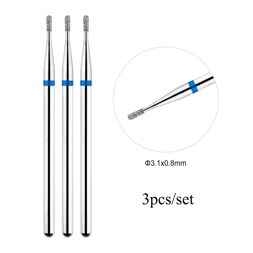 TP 3pcs/set Flame Diamond Nail Drill Bits 3/32'' Russian Electric File Bits Milling Cutter for Manicure Cuticle Remove Nail Tool