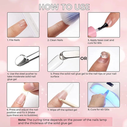 5ml Soft Nail Tips Gel For Press On False Nails Solid Sticker Adhesive Nail Gel UV Bond Rhinestone Fake Tips Extension Nail Glue