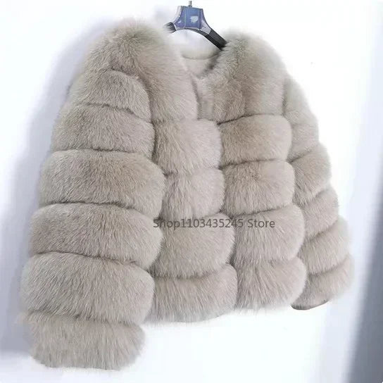 Women's Fashion faux fur coat super hot Autumn Winter women short Faux fox fur fluffy jacket high quality 5xl Ladies furry coats