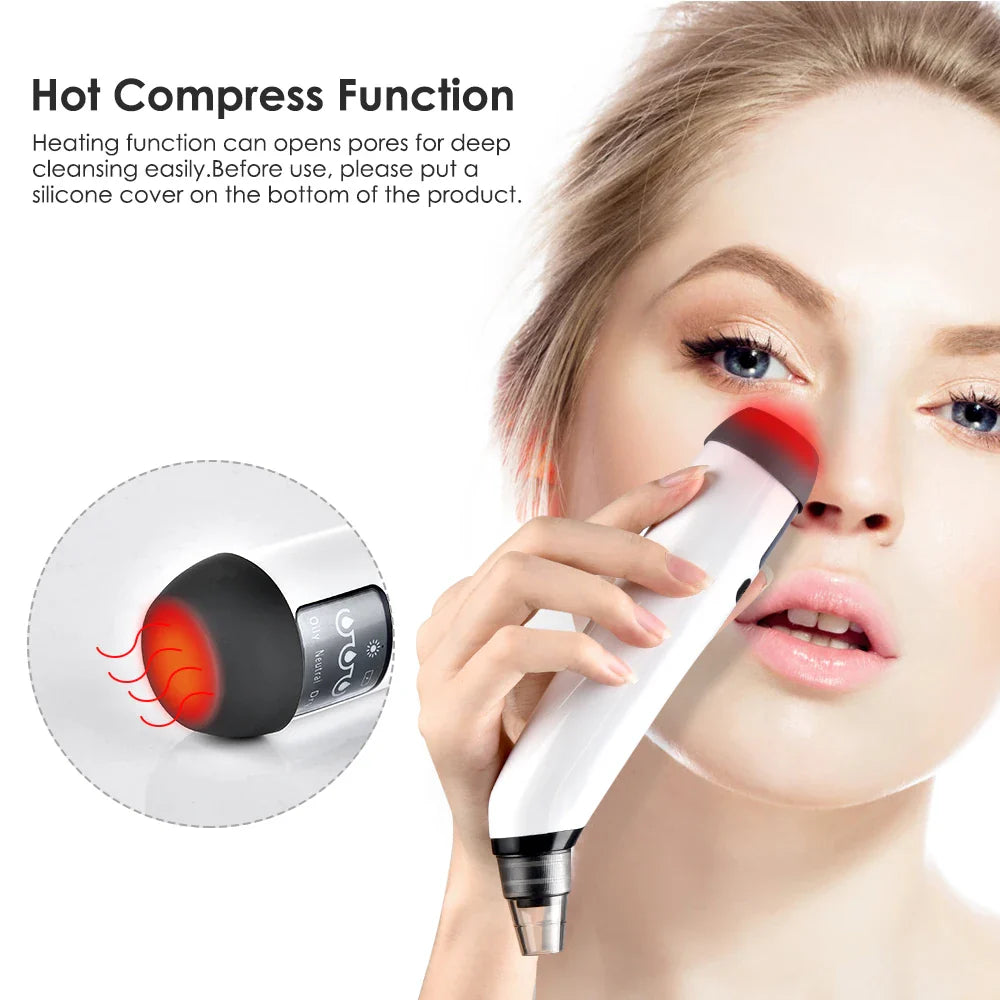 Facial Blackhead Remover Pore Cleaner Heat Function Nose T Zone Face Deep Acne Pimple Removal Face Household SPA Skincare Tools