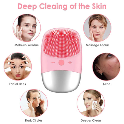 Electric Facial Cleansing Brush silicone IPX7 face massager facial cleanser sonic vibration cleaner deep hole face brush machine