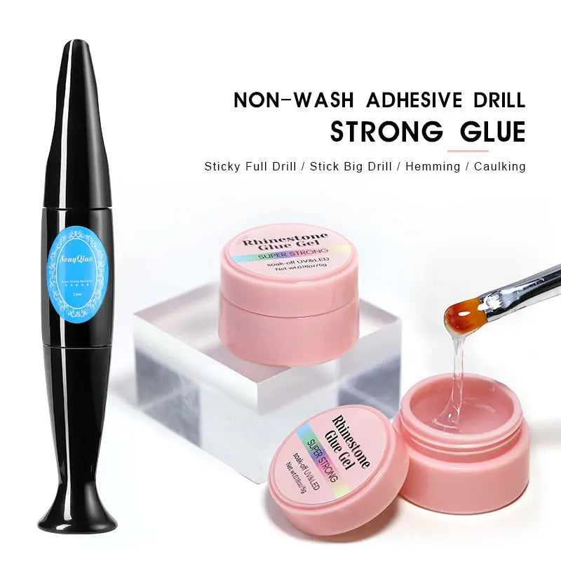 No Wipe Strong Nail Glue Rhinestone Nail Gel Adhesive For DIY Nail Art Gems Jewelry False Nails Extension Glue Stick The Drill