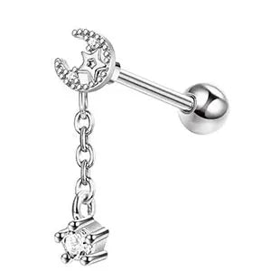 Drperfect Stainless Steel Stud Earrings for Women Men Star Moon Snake Cartilage Screw Back Earring Helix Piercing Jewelry