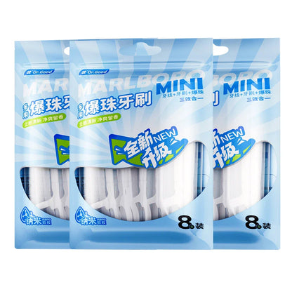 Portable and individually packaged 3-in-1 nano brush head toothbrush floss disposable toothbrush for adults on business trips
