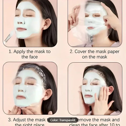 500/100pcs Disposable Plastic Film Full Face Cleaner Mask Neck Stickers Paper Transparent Masks Wrap Facial Beauty Makeup Tools
