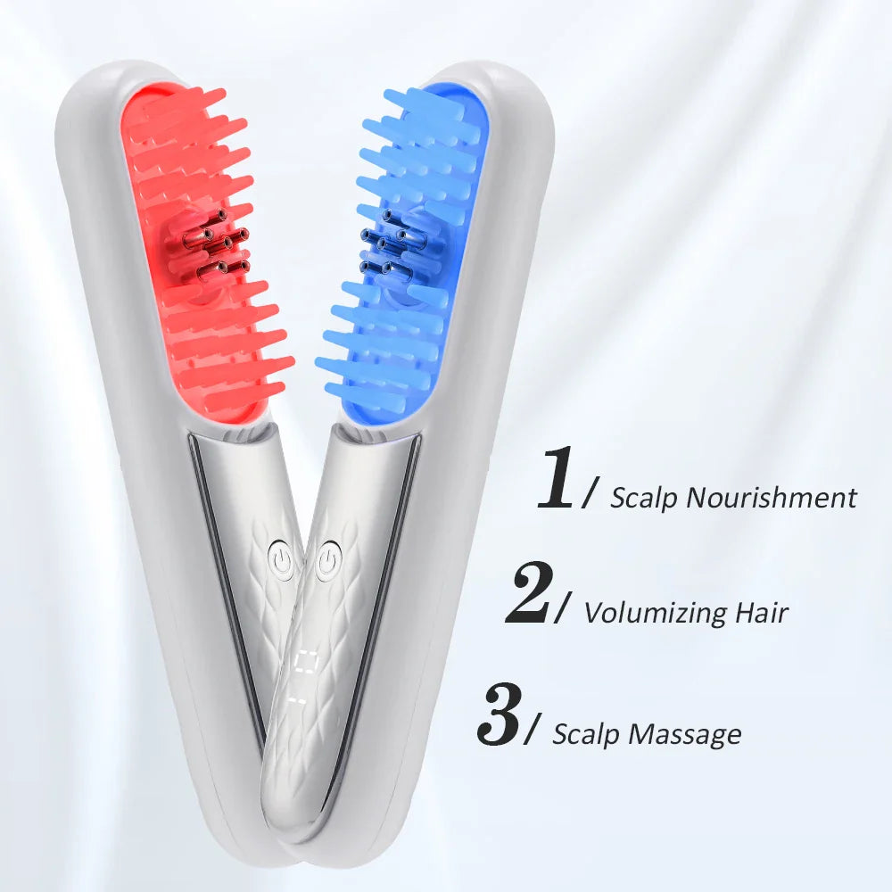 Electric Scalp Massage Brush Red Light Therapy Hair Growth Massage Comb Anti Hair Loss Liquid Oil Applicator Massager Tools