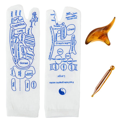 Reflexology Socks with Massage Tool Foot Massage Acupressure Socks English Illustration Relieve Tired Feet Reflexology Socks