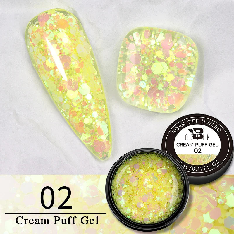 BOZLIN 5ml Sparkling Chameleon Mica Shell Gel Polish Colorful Sequins Manicure Semi Permanent Soak Off Nail Art Gel Varnish