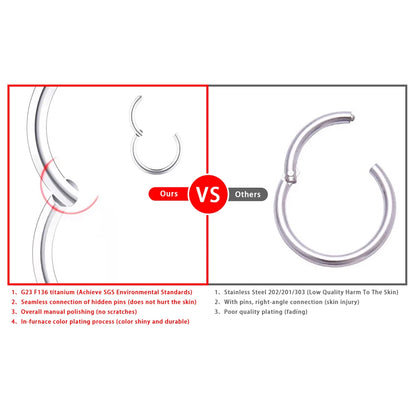 1/5Pcs Nose Rings G23 Titanium Lip Ring For Women And Men Piercing Jewelry Hoop Earrings Mixed Color Body Clips Hinged