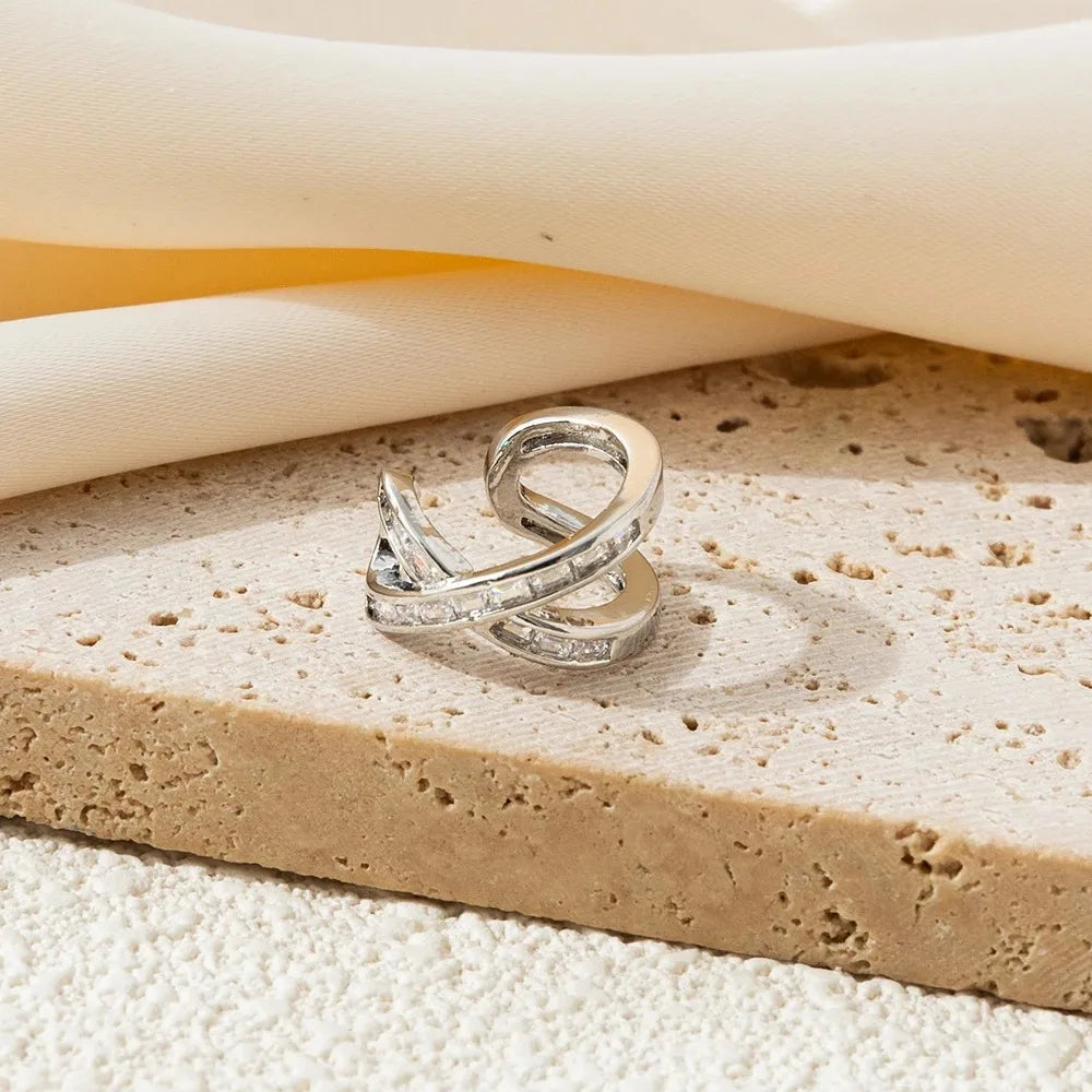 3 Pcs Zircon Korean Wave Multilayer Geometry Ear Cuff Clip on Earrings For Women Without Piercing Non-pierced Jewelry Hot