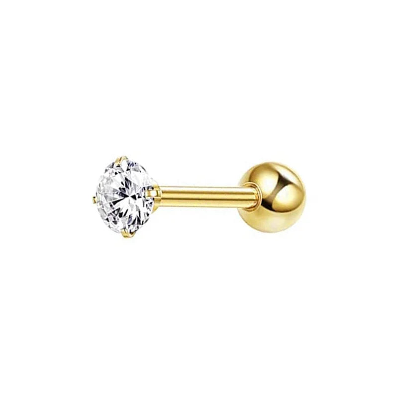 Drperfect Stainless Steel Stud Earrings for Women Men Star Moon Snake Cartilage Screw Back Earring Helix Piercing Jewelry