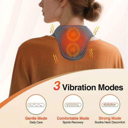Electric Neck Heating Pad 3 Levels Vibration Neck Massager 5 Levels Cordless Heated Neck Warmer Wrap For Soreness Stiffness