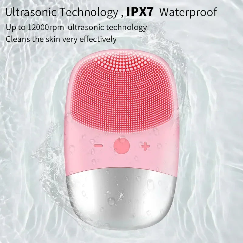 Electric Facial Cleansing Brush silicone IPX7 face massager facial cleanser sonic vibration cleaner deep hole face brush machine
