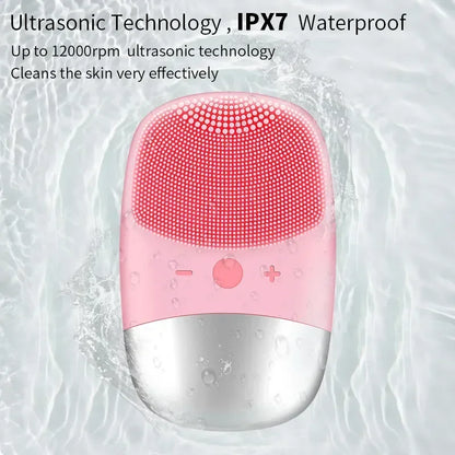 Electric Facial Cleansing Brush silicone IPX7 face massager facial cleanser sonic vibration cleaner deep hole face brush machine