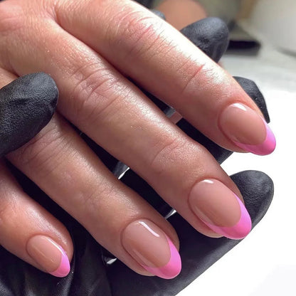 Yellow French Fashion Wearable Nail Art Summer Simple Short Almond Fake Nails Detachable Finished False Nails Press on Nails