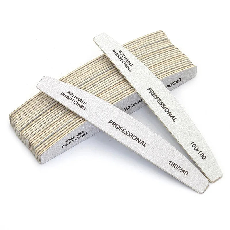 Wooden Nail Files Professional10pcs/Lot  100 180 240 Emery Board Manicure Buffer Grey Boat Double-sided Wooden Pedicure Buffers