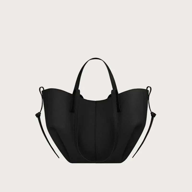 Y2K - French Luxury Large Capacity Women's Handbag, Leather Pleated Wing Bag, One Shoulder Underarm Handbag
