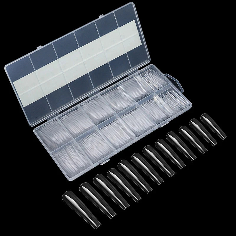 240pc/box False Nails Super Long Ballerina Nails Press On Nail Full Cover Matte Gel Tips Nail Art XXL American Capsule Fake Tips