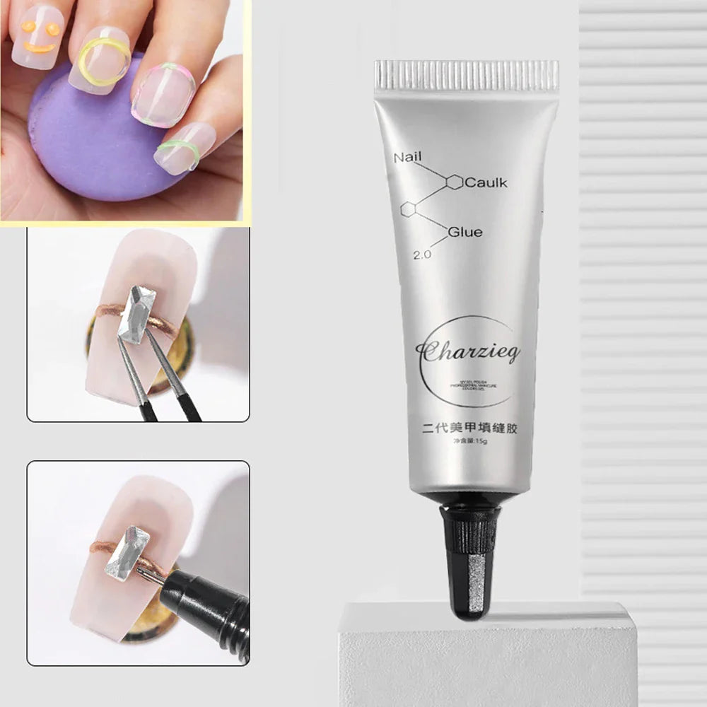 1 Jar Solid Nail Gel Glue for Fake Nail Tips Clear Acrylic Fake Tips Solid Gel Press On Poly Builder Gel UV Light Cured Glue