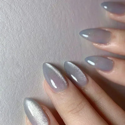 24pcs/Box Long Coffin False Nails Art Rose with Glue Wearable Nude Pink White Color Jelly Nails Tips Full Cover Press on Nails