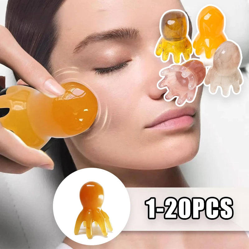 Ergonomic Octopus Head Resin Gua Sha Massager Portable Face Body Scalp Pressure Point Tool Spa Quality Home Travel Use