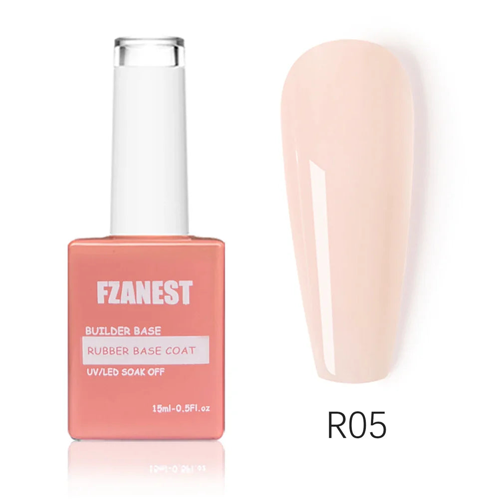 FZANEST 5 in 1 Multifunctional Rubber Base Gel Rubber Builder Base Nail Gel Nude Color Extension Nail Strengthen Gel Nails