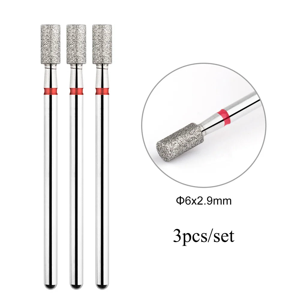 TP 3pcs/set Flame Diamond Nail Drill Bits 3/32'' Russian Electric File Bits Milling Cutter for Manicure Cuticle Remove Nail Tool