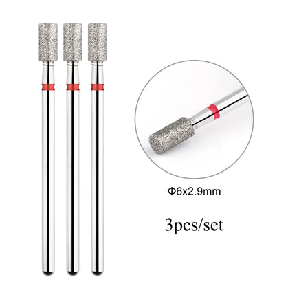 TP 3pcs/set Flame Diamond Nail Drill Bits 3/32'' Russian Electric File Bits Milling Cutter for Manicure Cuticle Remove Nail Tool
