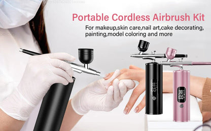Airbrush Nail with Compressor Cordless Mini Airbrush Nail Kit Portable Electric Mini Spray Gun Multifunctional beauty device
