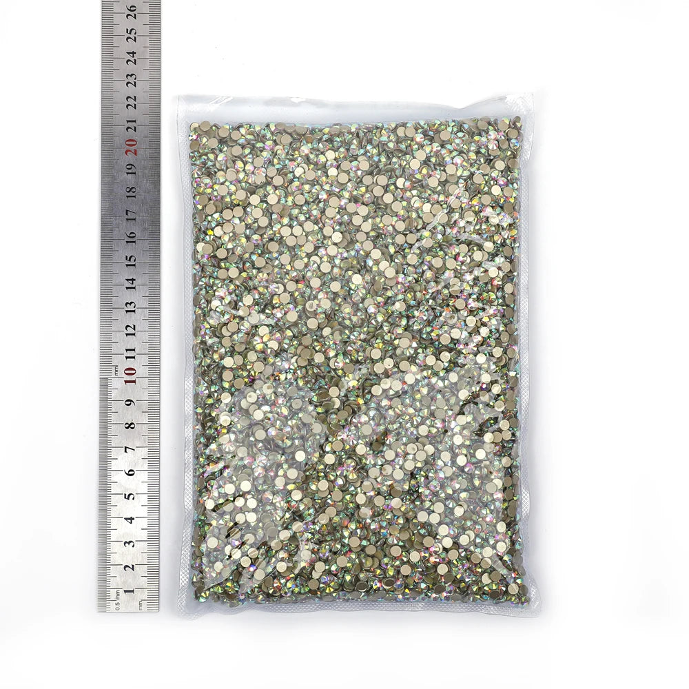 SS3-SS50 Big Bag Glitter Non hotfix FlatBack Wholesale Top Quality Better DMC Crystal AB Glass Strass Iron On Hotfix Rhinestones