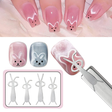 Nail Art Magnet Set Folded Ear Rabbit Cat Bear Cat Eye Magnet Stick Strong Heart-Shaped Magnet For DIY Gel Polish Magnetic Tools