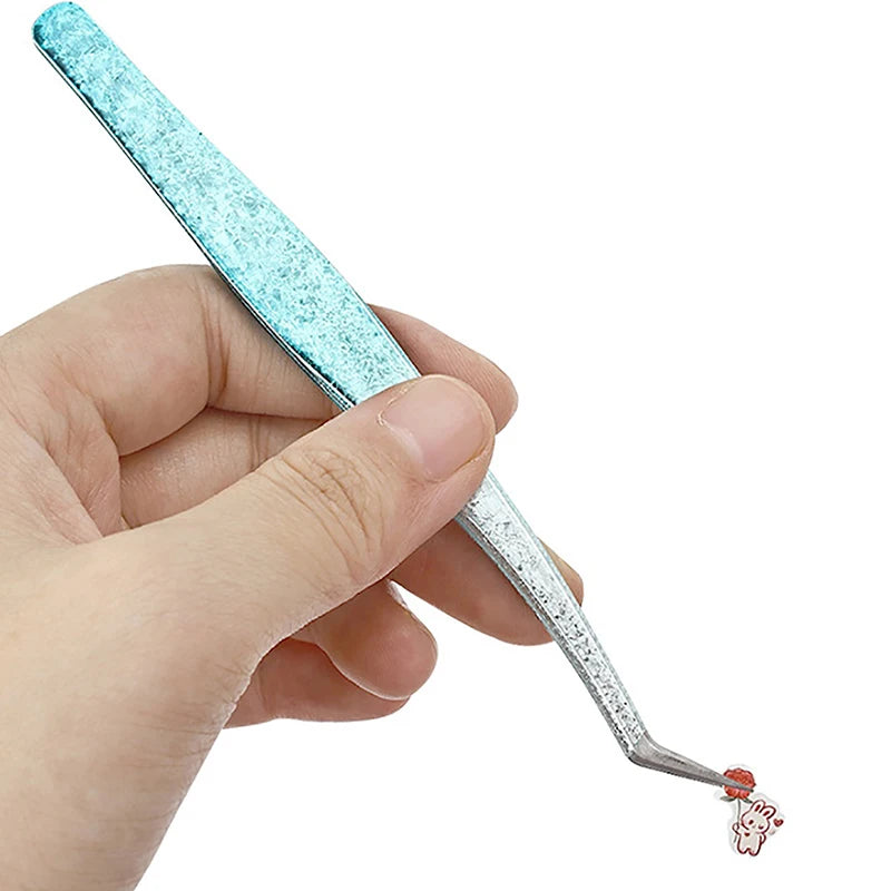 2Pcs Eyelash Tweezers Ice Flower Anti-static 3D Accurate Eyebrow Grafting False Lashes Extension Supplies Makeup Tweezer Tools