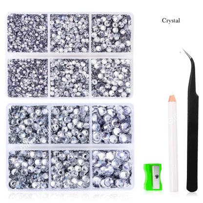 Mix Size Glitter Resin Non Hotfix Rhinestones Box стразы DIY Nails Crystals Strass Diamond for Nail Art vestidos 원피스 elbise Dres
