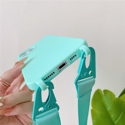 Crossbody Neck Strap Soft Silicone Phone Case For Samsung Galaxy S22 Ultra S21 S20 Plus FE Note 20 10 S10 S9 8 Cord Rope Cover