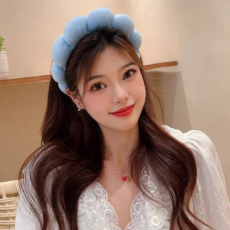 Simple Cloud Sponge Headband for Women Korean Style Candy Color Wide Brim Headband Fashion Girl Face Wash Headband Hair Accessor