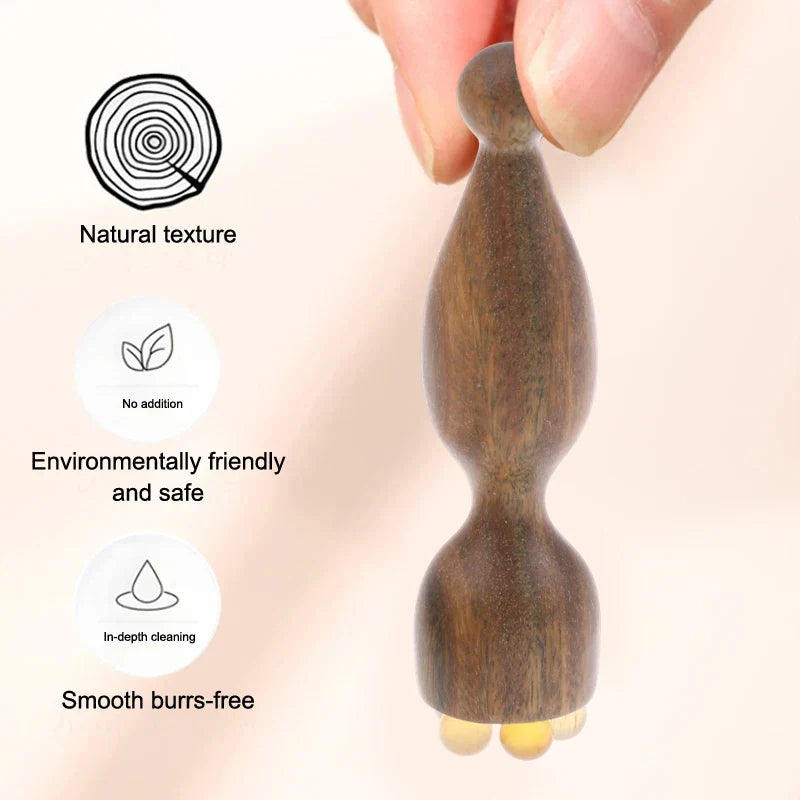 Lotus Seedpod Shape Massager Facial Physiotherapy Tool Green Sandalwood Face Massage Tools Gua Sha Face Skin Care Massage Sticks