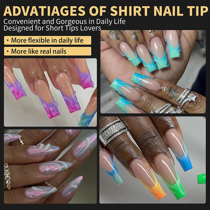 Luxury Acrylic False Nail Tips Almond Coffin Full Cover Super Clear Square Artificial Extension Soft Gel Tip Salon Manicure Tool