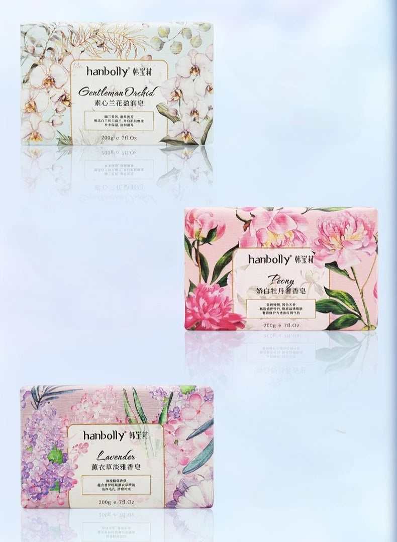 Hanbolly Flower Perfume Soap 200g Fragrance Bathing Hand Wash Perfume Soap with Essential Oil and Flower Smell