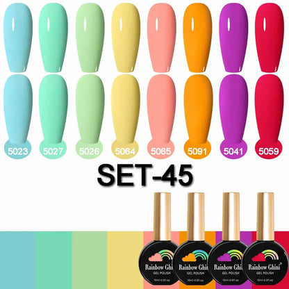 Rainbow Ghini 15ML 8Pcs/Set Nude Glitter Gel Nail Polish HEMA TPO FREE Colorful Nail UV LED Hybrid Gel Varnish All For Manicure