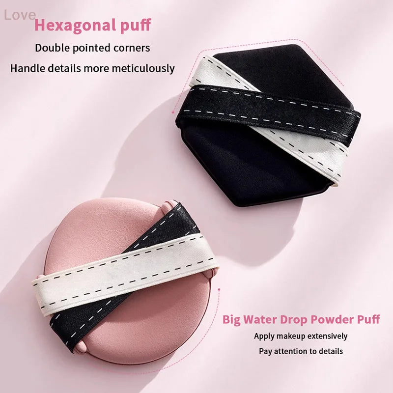 [L&P]Double Ribbon Large Water Drop Air Cushion 1 2 3Pcs Wet Or Dry Use Air Cushion Powder Puff Multi Functional Portable