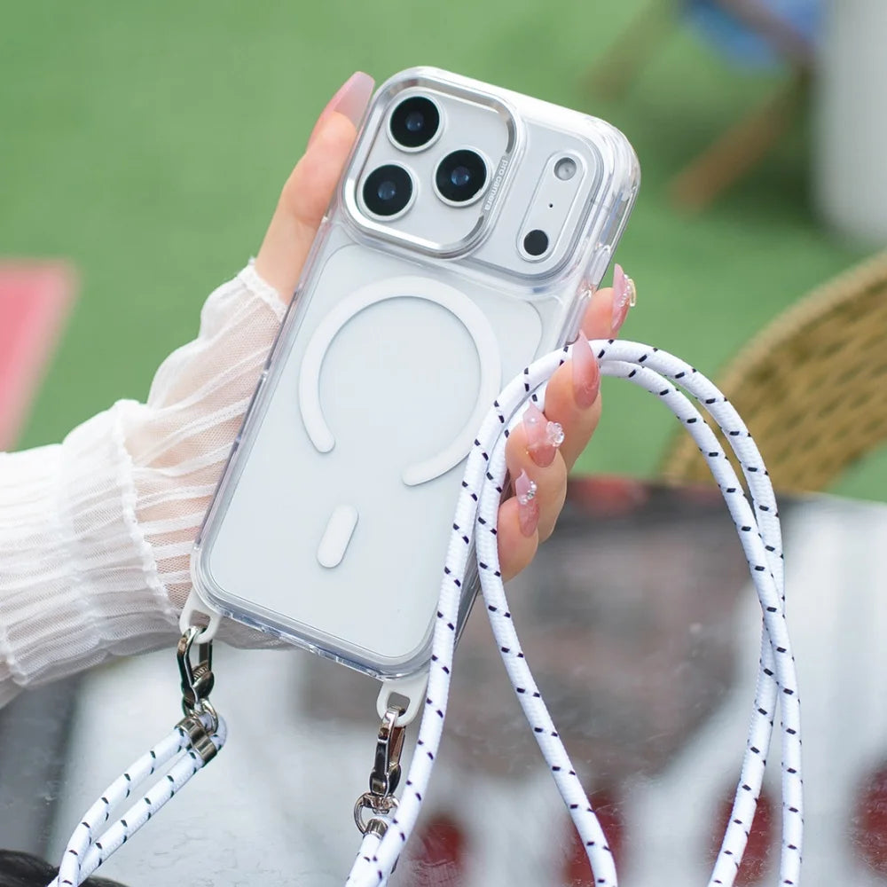 Necklace Strap Cord Rope Magnetic For Magsafe Clear Case For iPhone 17 Pro Max 11 12 13 14 15 16 Plus Removable Lanyard Cover